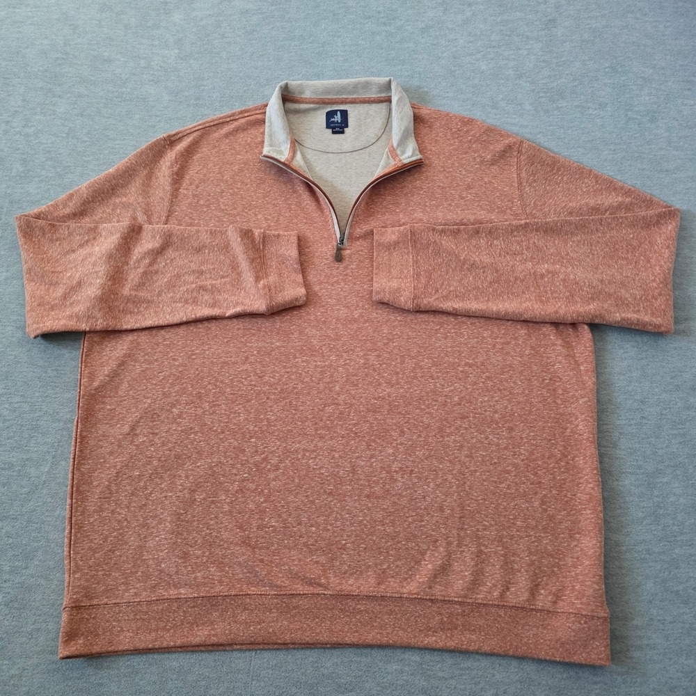 johnnie-o Mens 2XL Heather Orange Quarter Zip Pullover Sweatshirt Santa Monica
